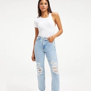 GOOD AMERICAN Good Vintage Chewed Hem Jeans in Indigo 115, size 8